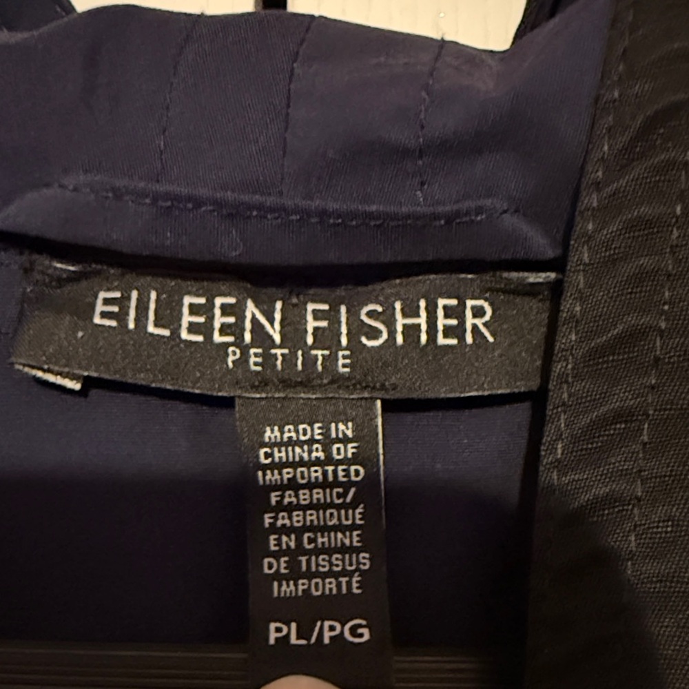 Eileen Fisher Reversible Women's Black And Blue Hooded Rain Coat Trench Coat Pl View 2
